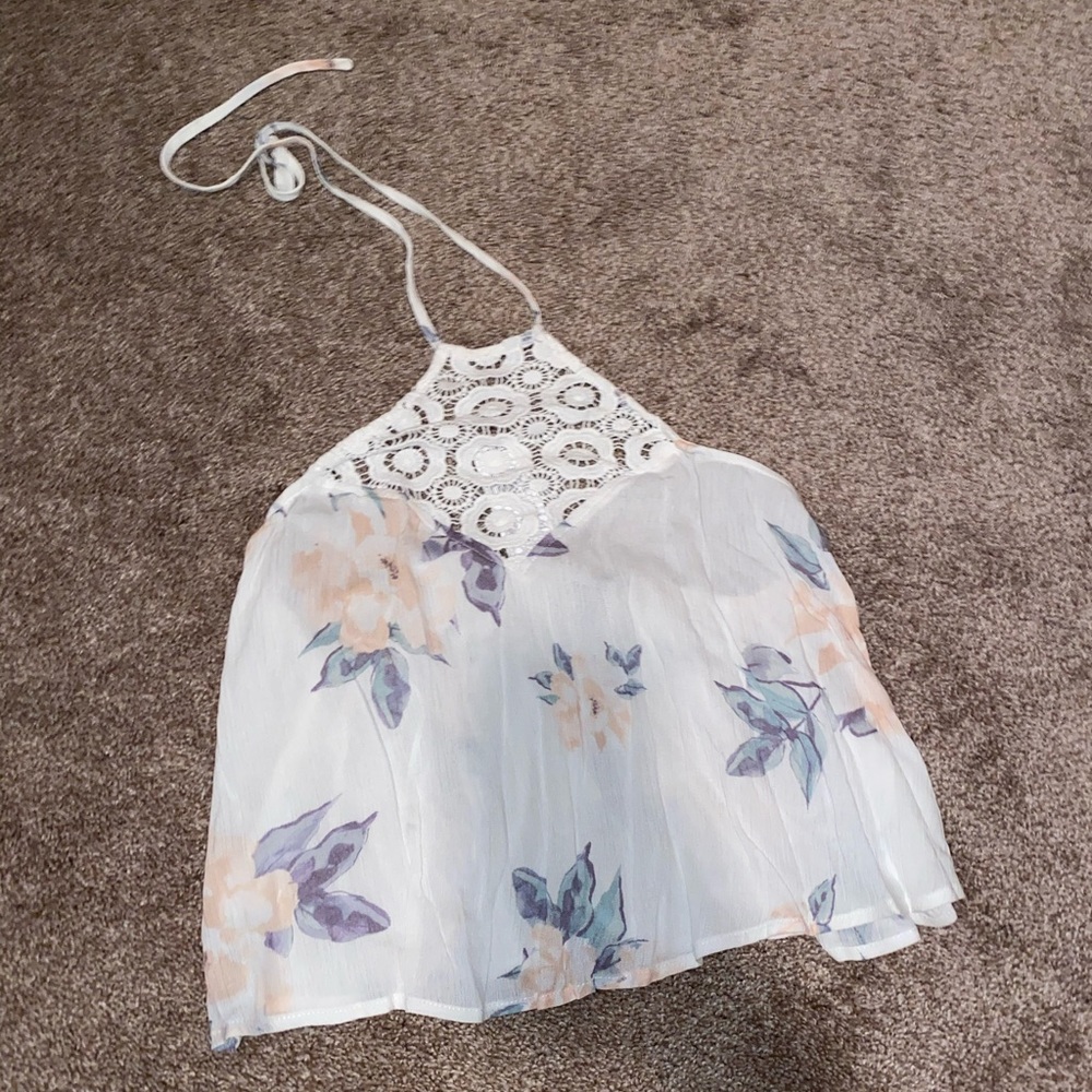 White floral halter top